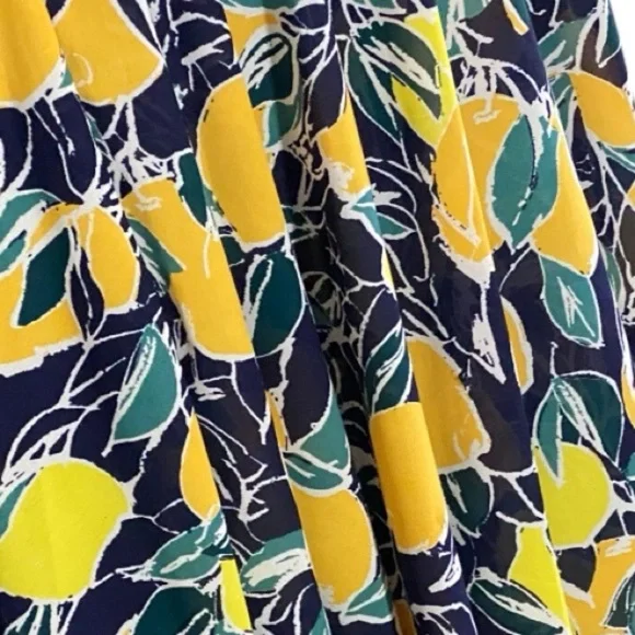 Maison Jules Lemon Print Fit & Flare Dress Cottagecore Retro Style Fruit Citrus - Picture 7 of 12